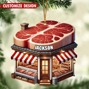 Personalized Butcher Shop Christmas Ornament - 2024 New Release Unique Holiday Ornament for Meat Lovers and Foodies