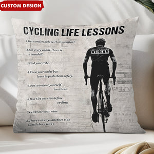 Personalized Cycling Life Lessons Pillow - Gift For Cycling Lovers