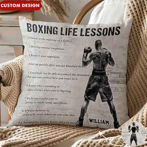 Personalized Boxing Life Lessons Pillow - Gift For Boxing Lovers