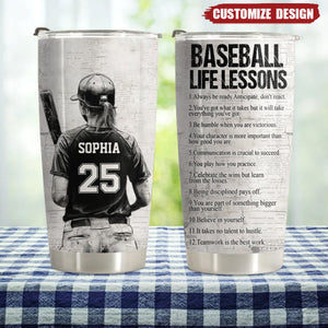 Personalized Baseball Life Lessons Tumbler - Gift For Baseball Lovers