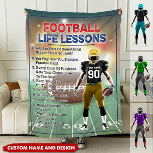 American Football Life Lessons Custom Blanket Gift For Football Player Football Lovers