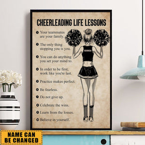 Personalized Cheerleading Life Lessons Girl Motivational  Poster-Gift For Cheerleading Lovers