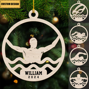 Personalized Wooden Swimming Ornament - Gift For Swimming Lover - 2024 New Release