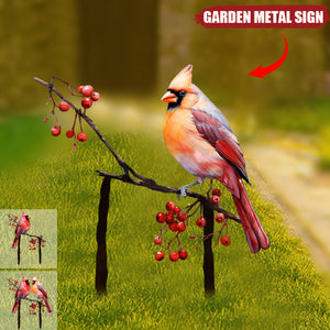 Cardinals Garden Metal Sign with Stake - Memorial Gift