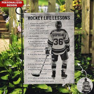 Hockey Life Lessons–Personalized Garden Flag-Gift For Hockey Lovers,Hockey Girls