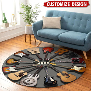 Personalized Guitar Round Rug,Doormat - Gift For Guitar Lovers