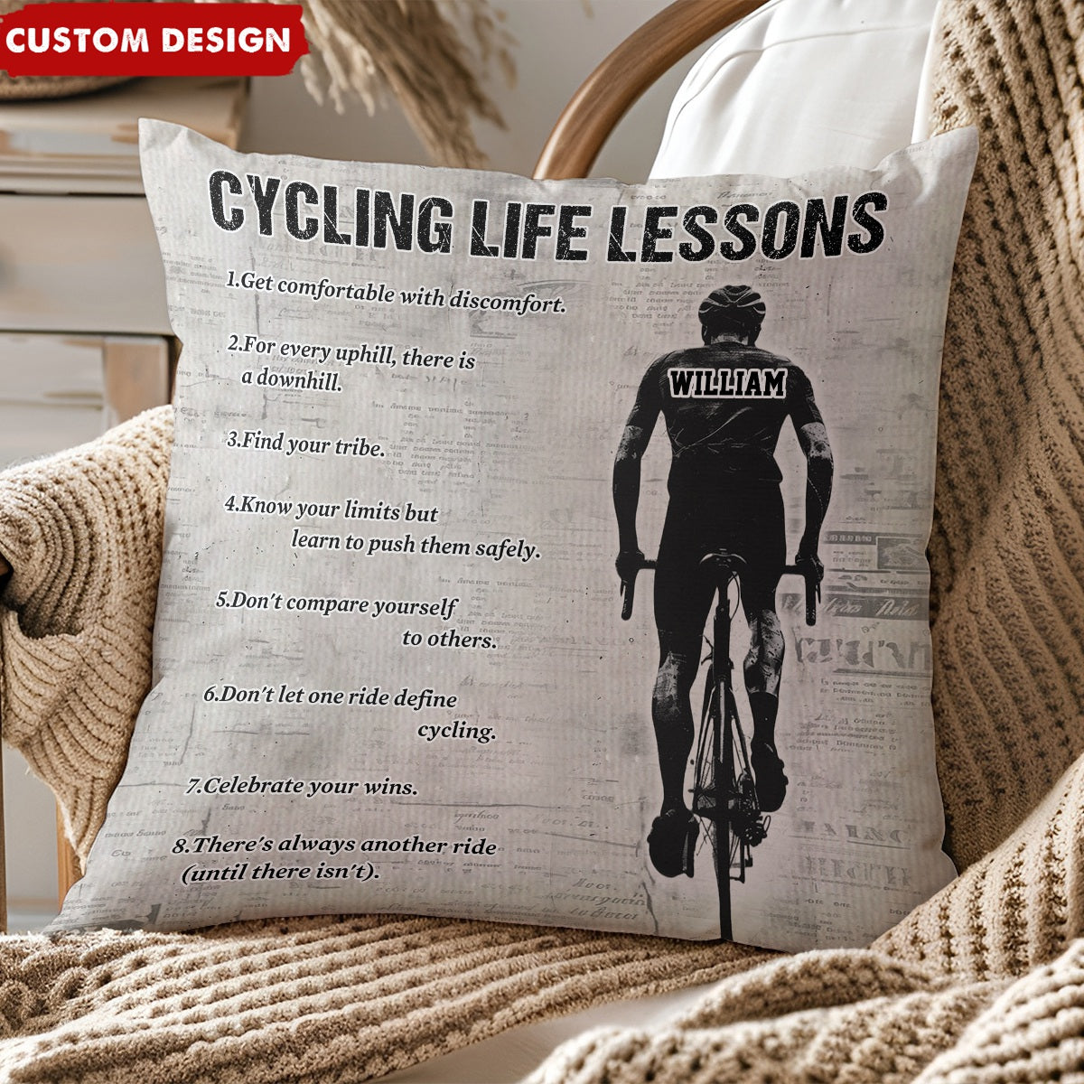 Personalized Cycling Life Lessons Pillow - Gift For Cycling Lovers