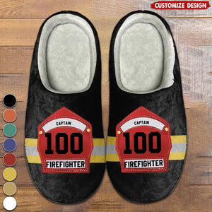 Custom Fire Helmet Shields Personalized Plush Slippers With Firefighter Theme