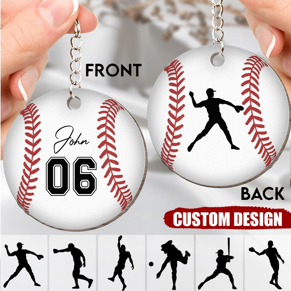 Baseball Ball - Personalized Wooden Keychain