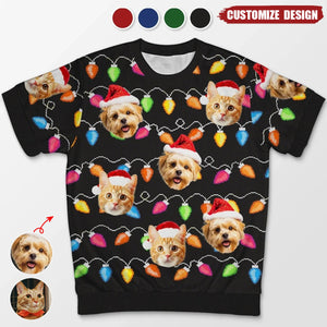 2024 New Release It's The Most Beautiful Time Of The Year - Dog & Cat Personalized Photo All Short Sleeve Sweater