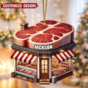 Personalized Butcher Shop Christmas Ornament - 2024 New Release Unique Holiday Ornament for Meat Lovers and Foodies