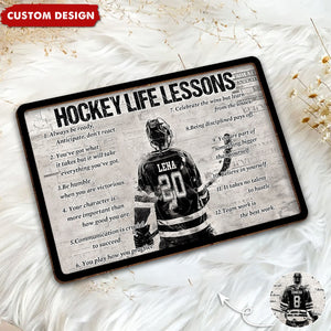 Personalized Hockey Life Lesson 2-Layered Wooden Plaque - Gift For Hockey Lovers