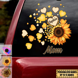 Grandma Mom Kids Sunflower - Gift For Mother, Grandmother - Personalized Sticker Decal