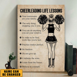 Personalized Cheerleading Life Lessons Girl Motivational  Poster-Gift For Cheerleading Lovers