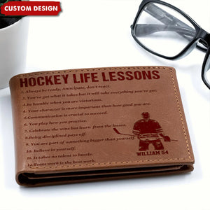 Personalized Hockey Leather Wallet - Gift Hockey Lovers