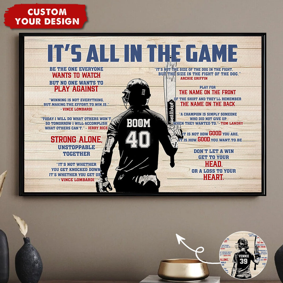 It's All In The Game - Personalized Boy Girl Cricket Poster - Gift For Cricket Lovers