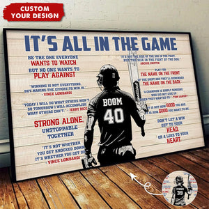 It's All In The Game - Personalized Boy Girl Cricket Poster - Gift For Cricket Lovers