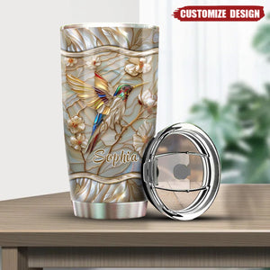 Stained Glass Hummingbird Personalized Name Tumbler