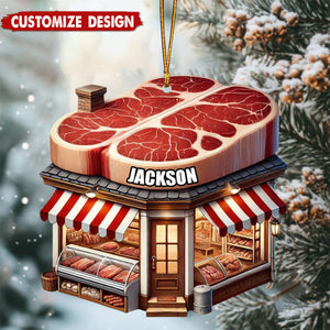 Personalized Butcher Shop Christmas Ornament - 2024 New Release Unique Holiday Ornament for Meat Lovers and Foodies