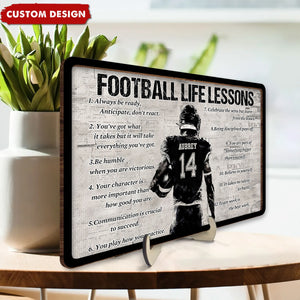 Personalized Football Life Lesson 2-Layered Wooden Plaque - Gift For Football Lovers