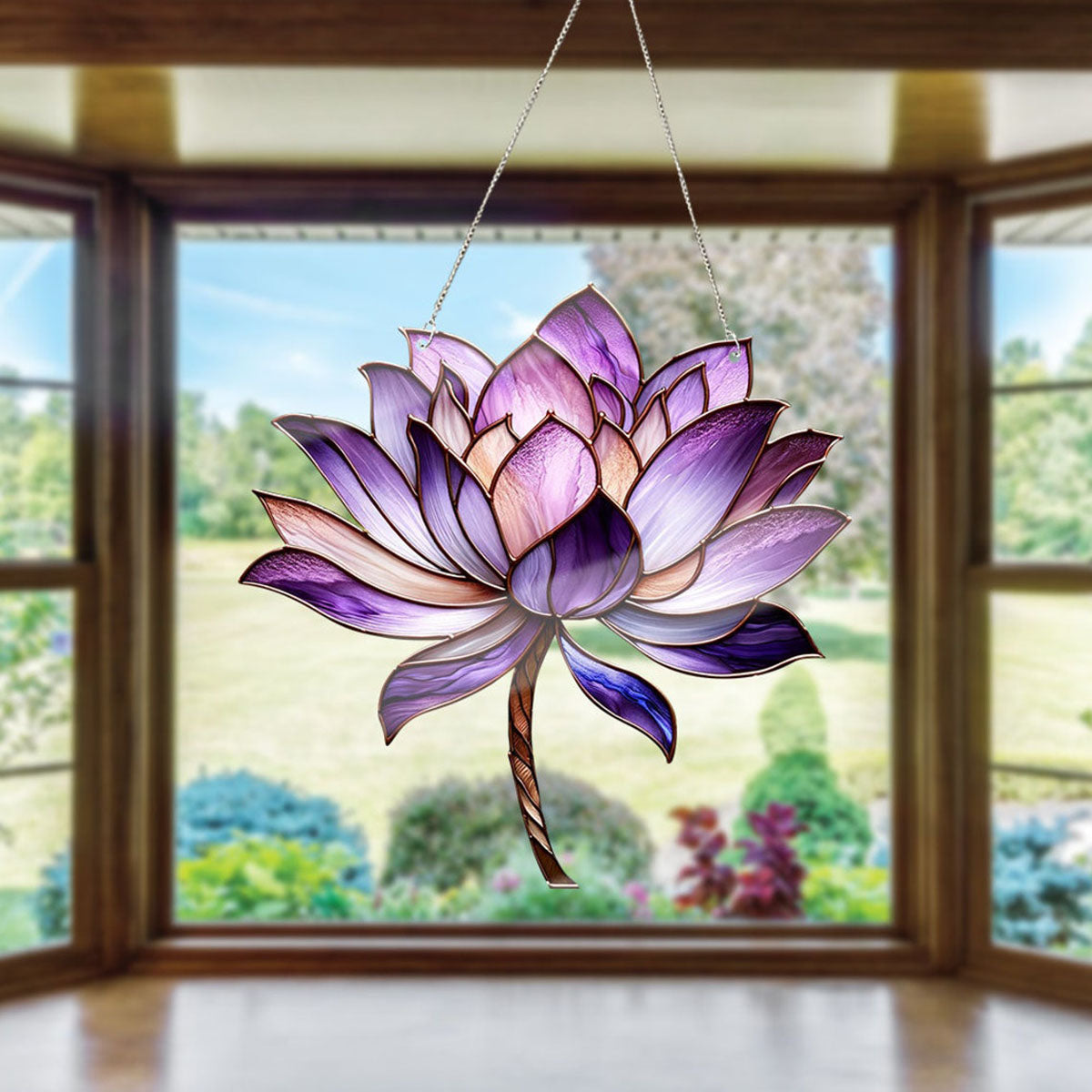 Purple Lotus Acrylic Window Hangings, Lotus lovers gift