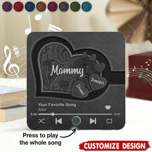 Grandma's Little Sweethearts, Leather Effect Printed Personalized Music Fridge Magnet