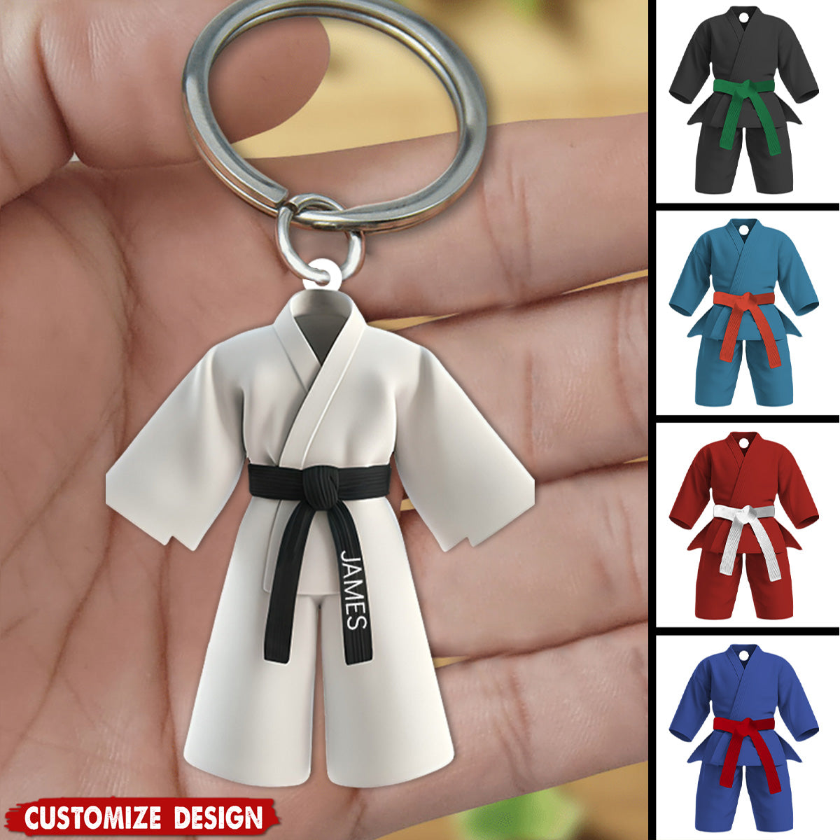 Black Belt Keychain - Personalized Gift For Karate,Jiu-Jitsu Lovers