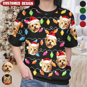 2024 New Release It's The Most Beautiful Time Of The Year - Dog & Cat Personalized Photo All Short Sleeve Sweater