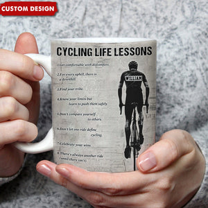 Personalized Cycling Life Lessons Mug-Gift For Cycling Lovers