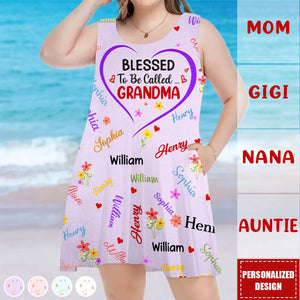 Blessed To Be Called Grandma Nana - Personalized Sleeveless Tank Dress