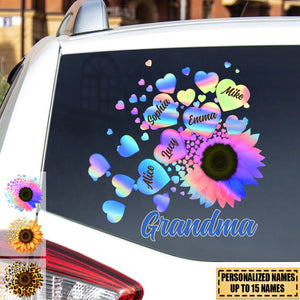 Grandma Mom Kids Sunflower - Gift For Mother, Grandmother - Personalized Sticker Decal