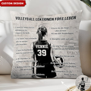 Personalisiertes Volleyball-Lebenslektionen-Kissen-Geschenk für Volleyball-Liebhaber