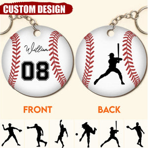 Baseball Ball - Personalized Wooden Keychain