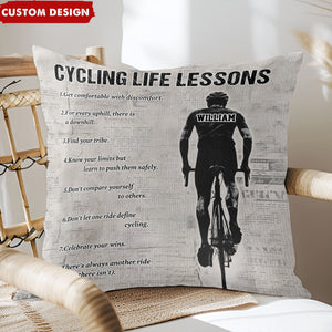 Personalized Cycling Life Lessons Pillow - Gift For Cycling Lovers