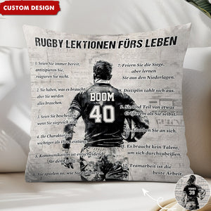 Personalisiertes Rugby-Lebenslektionskissen-Geschenk für Rugby-Liebhaber