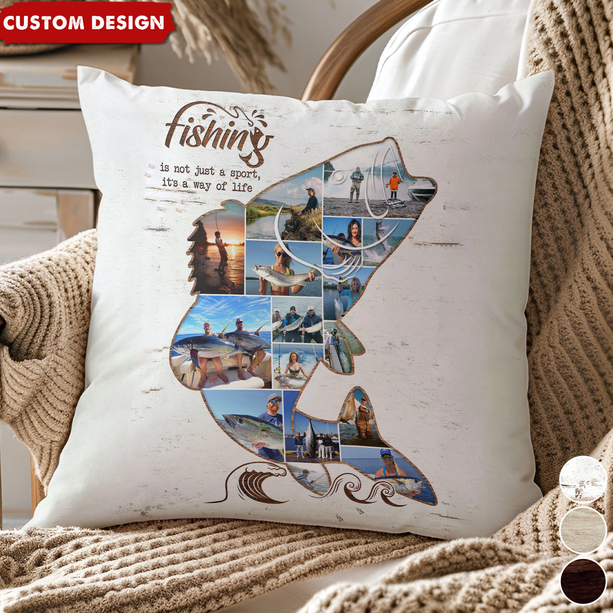 Fishing Is A Way Of Life - Fishing Photo Collage Personalized Pillow - Gift For Fishing Lovers