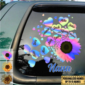 Grandma Mom Kids Sunflower - Gift For Mother, Grandmother - Personalized Sticker Decal