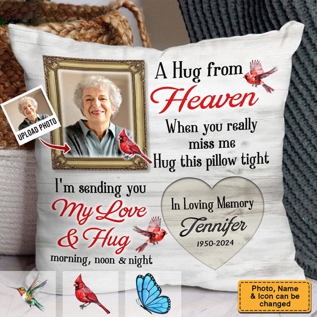 A Hug From Heaven-Personalized Memorial Pillow-Gift For Friends And Family