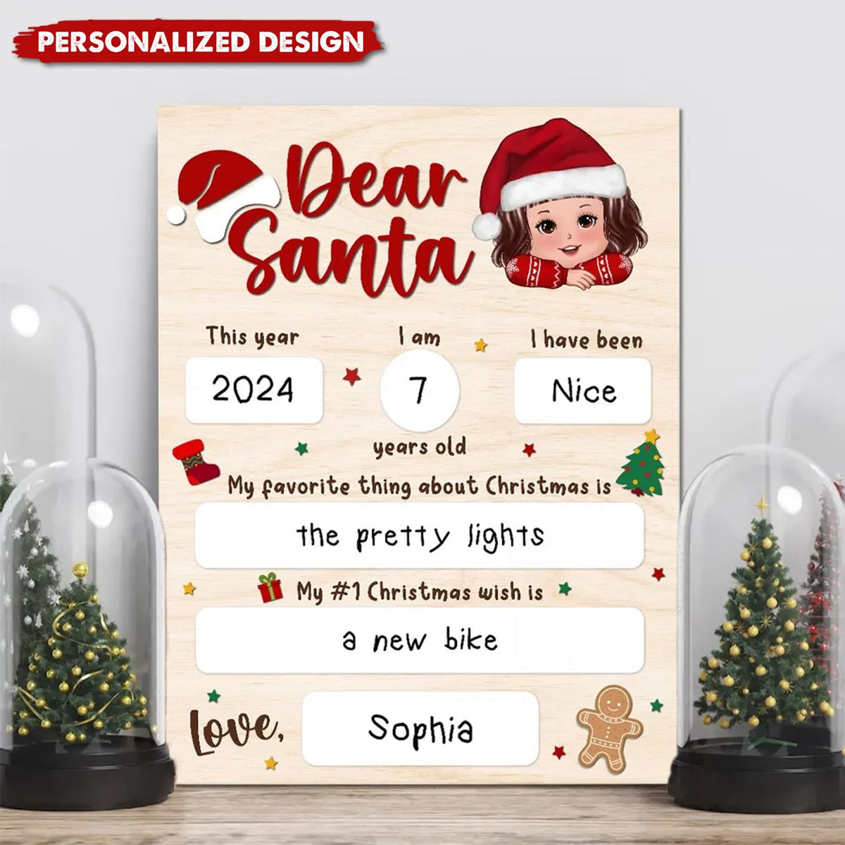 2024 New Release Dear Santa Wishlist From Kid Christmas-Personalized Board Sign-Christmas Gift For Son, Daughter