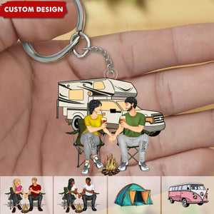 New Release-Camping Couple Making Memories One Campsite At A Time Personalized Keychain-Gift For Couple