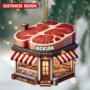 Personalized Butcher Shop Christmas Ornament - 2024 New Release Unique Holiday Ornament for Meat Lovers and Foodies