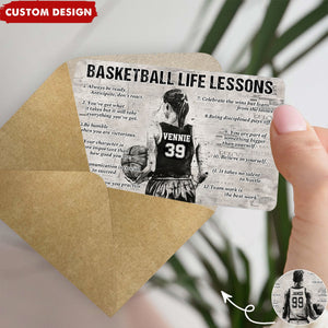 Personalized Basketball Life Lessons Wallet Card - Gift For Basketball Lovers