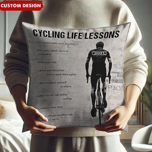 Personalized Cycling Life Lessons Pillow - Gift For Cycling Lovers