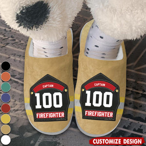 Custom Fire Helmet Shields Personalized Plush Slippers With Firefighter Theme