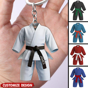 Black Belt Personalized Keychain - Gift For Karate,Jiu-Jitsu Lovers