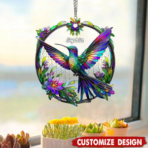 Personalized Beatiful Hummingbird Suncatcher Ornament , Gift For Bird Lovers