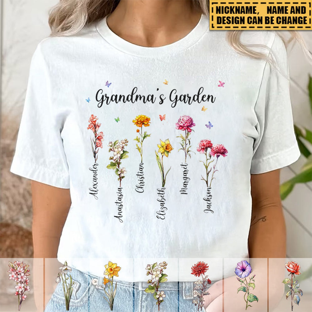 Grandma's Garden - Family Personalized Custom Unisex T-shirt, Hoodie, Sweatshirt - Birthday Gift For Grandma