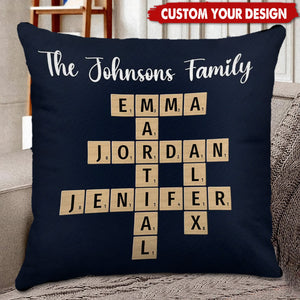 Personalized Family Crossword Puzzle Art Pillow