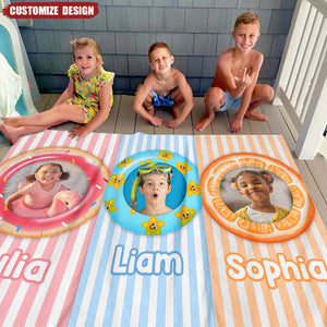 Kid Float Pool Party - Personalized Photo Beach Towel