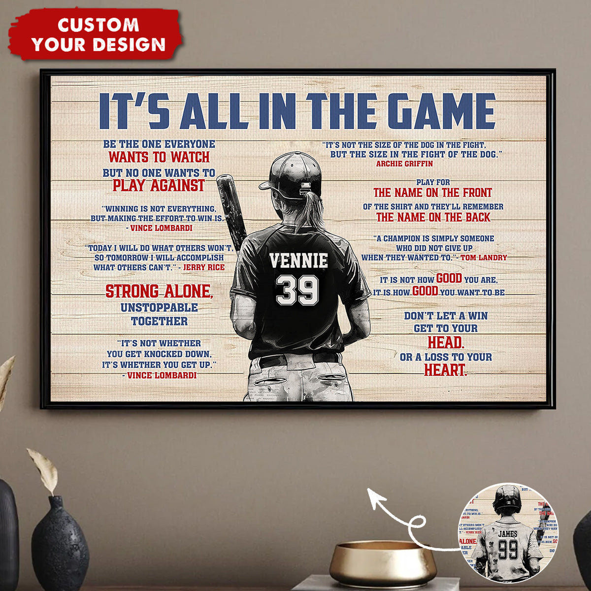 It's All In The Game - Personalized Softball Poster - Gift For Softball Lovers